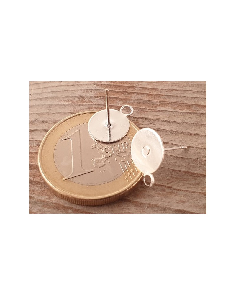 Ohrstecker 9mm (10 Stk), Messing versilbert