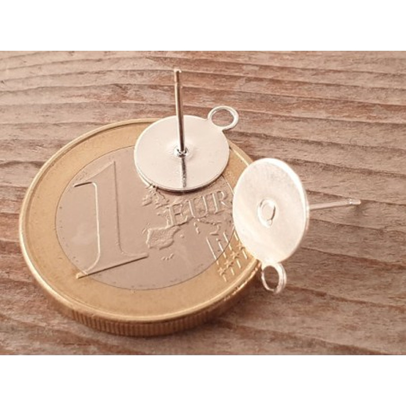 Ohrstecker 9mm (10 Stk), Messing versilbert
