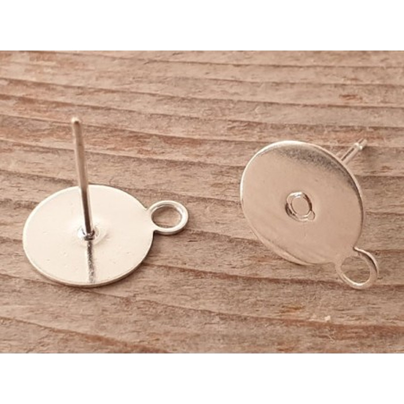 Ohrstecker 9mm (10 Stk), Messing versilbert
