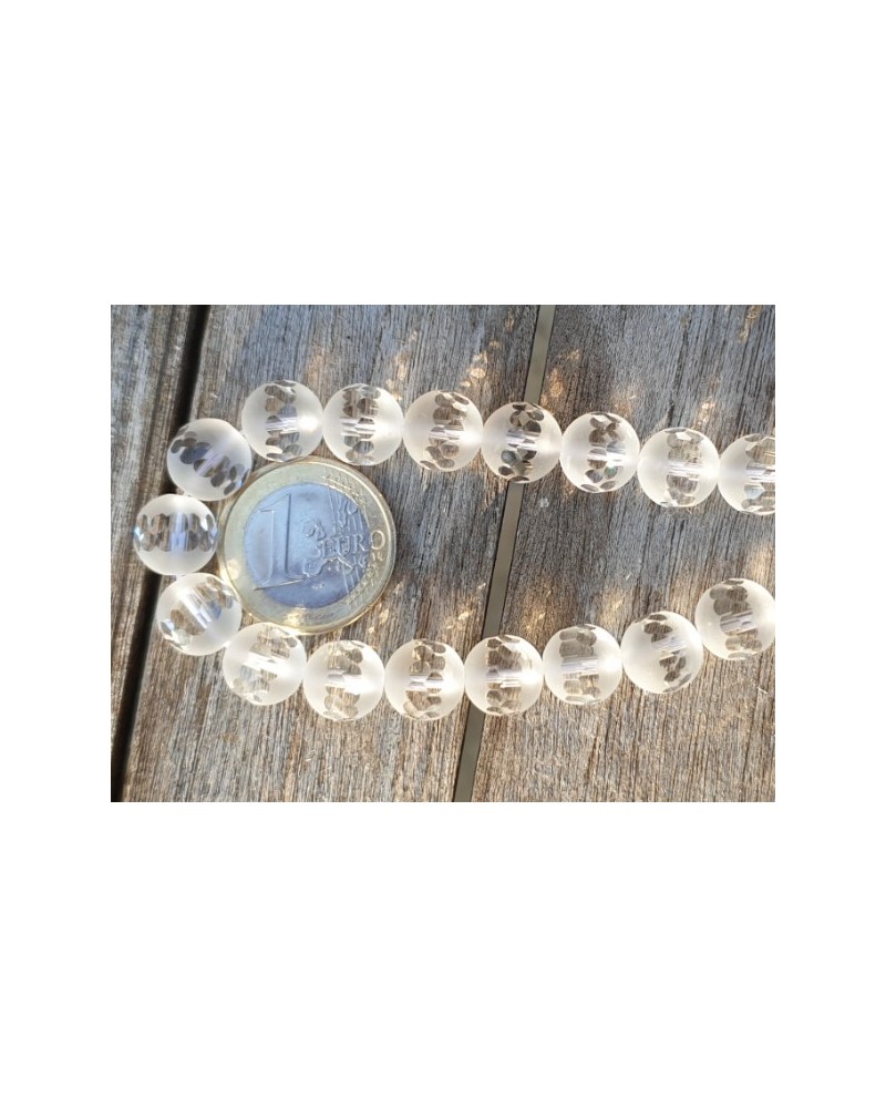 Bergkristallkette 10mm iced/poliert