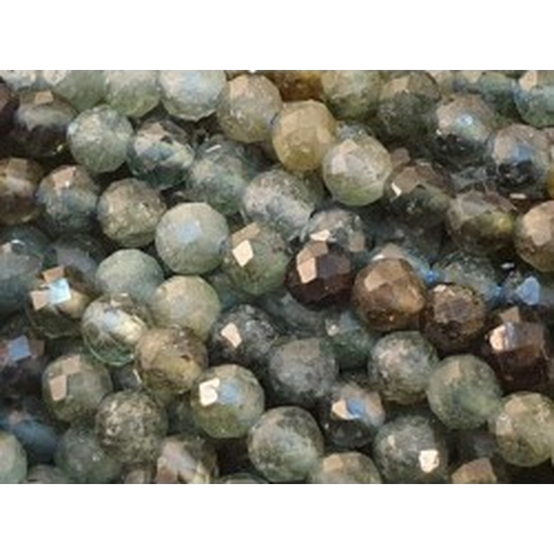 blaue-braune-grüne Turmalinkette facettiert 4mm