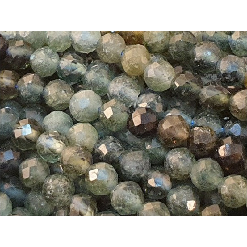 blaue-braune-grüne Turmalinkette facettiert 4mm