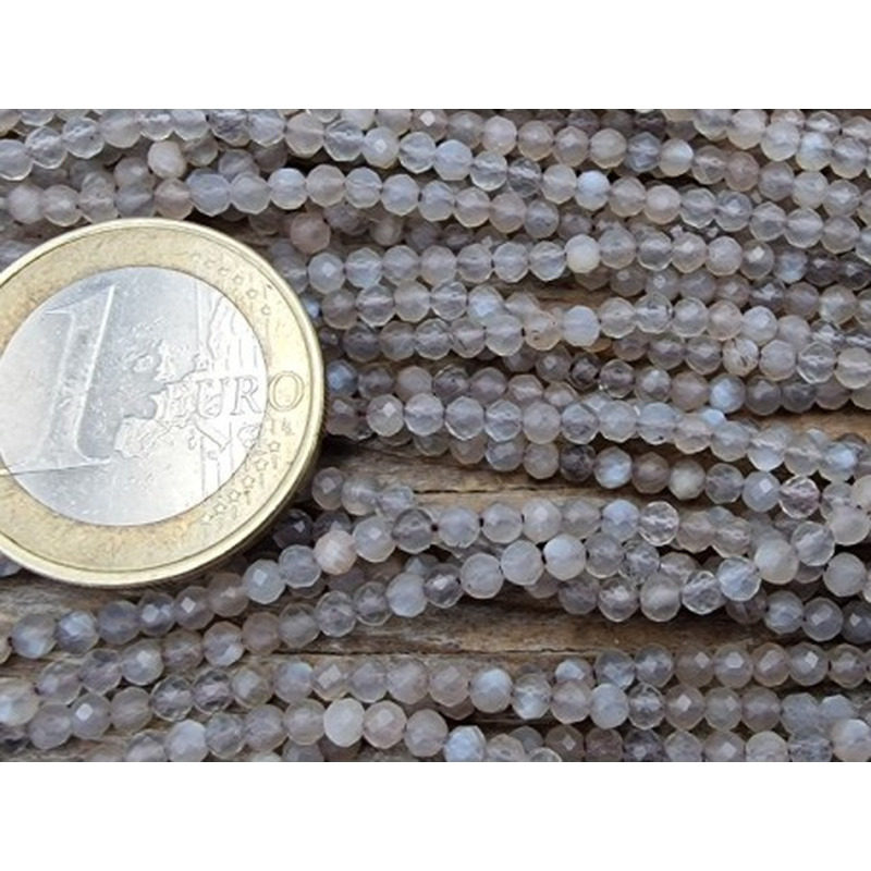 Mondsteinkette grau facettiert 2mm