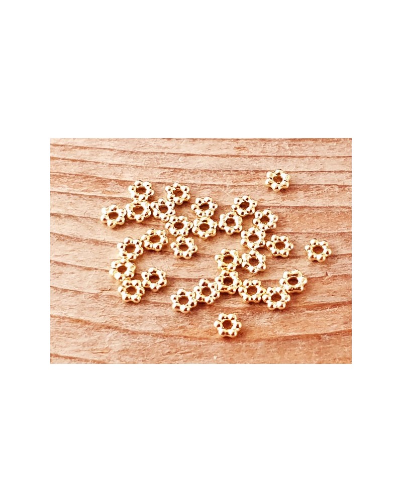 Zwischenteil, Blume 3x1mm, Silber vergoldet