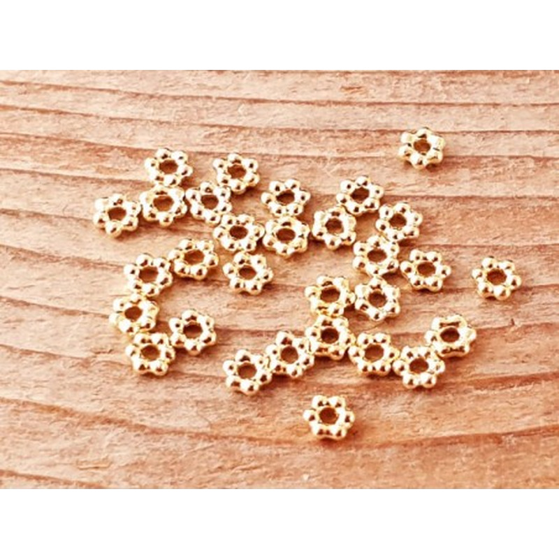 Zwischenteil, Blume 3x1mm, Silber vergoldet