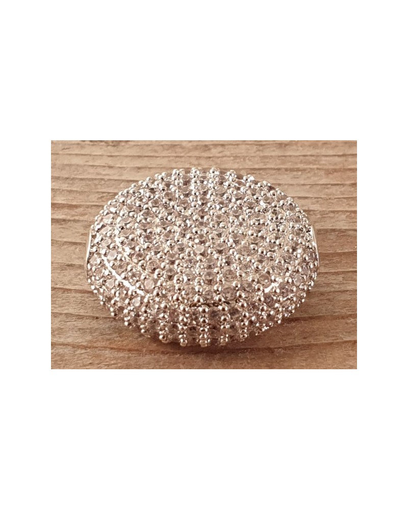 Zwischenteil Strass 21x7mm, Metall silberfarben
