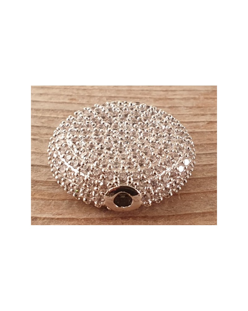 Zwischenteil Strass 21x7mm, Metall silberfarben