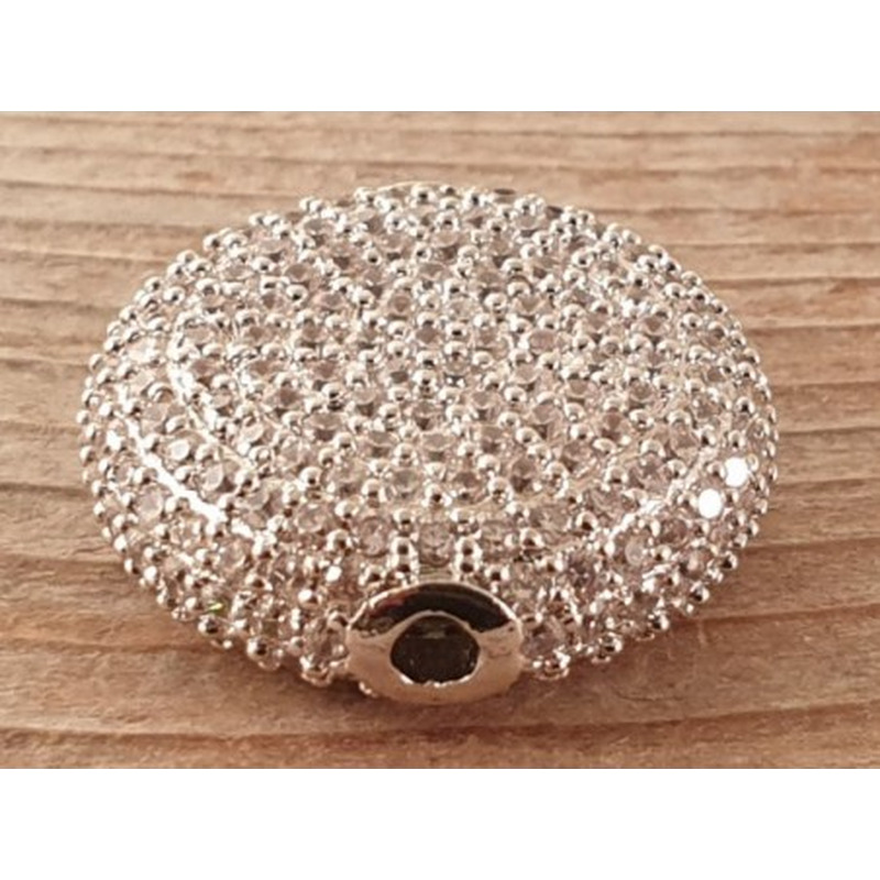 Zwischenteil Strass 21x7mm, Metall silberfarben