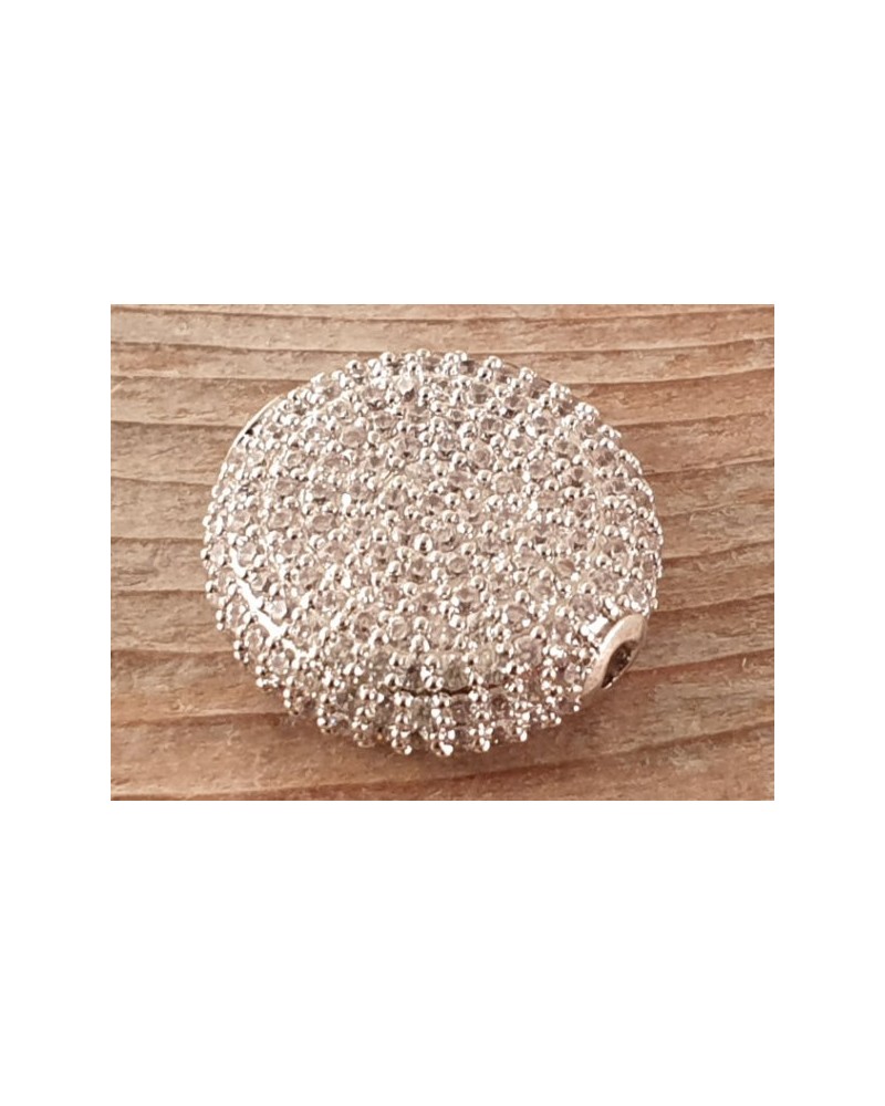 Zwischenteil Strass 21x7mm, Metall silberfarben