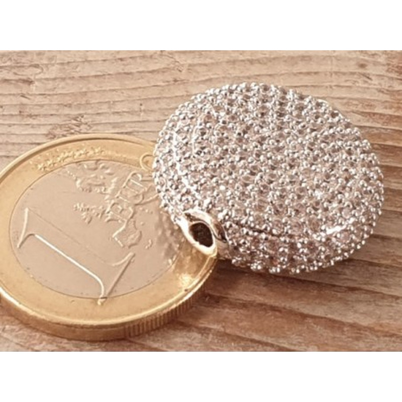 Zwischenteil Strass 21x7mm, Metall silberfarben