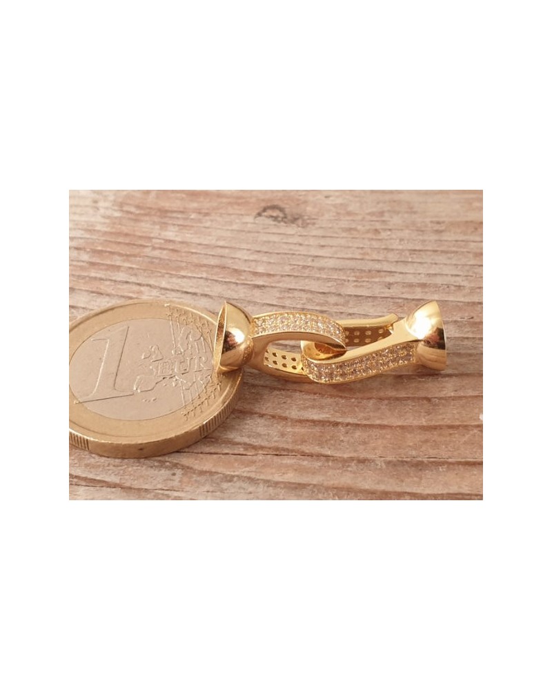 Schliesse 8x25mm , 925 Silber vergoldet, Strass