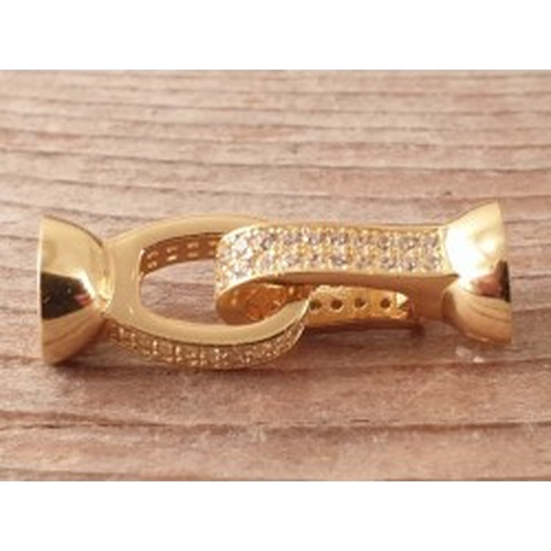 Schliesse 8x25mm , 925 Silber vergoldet, Strass