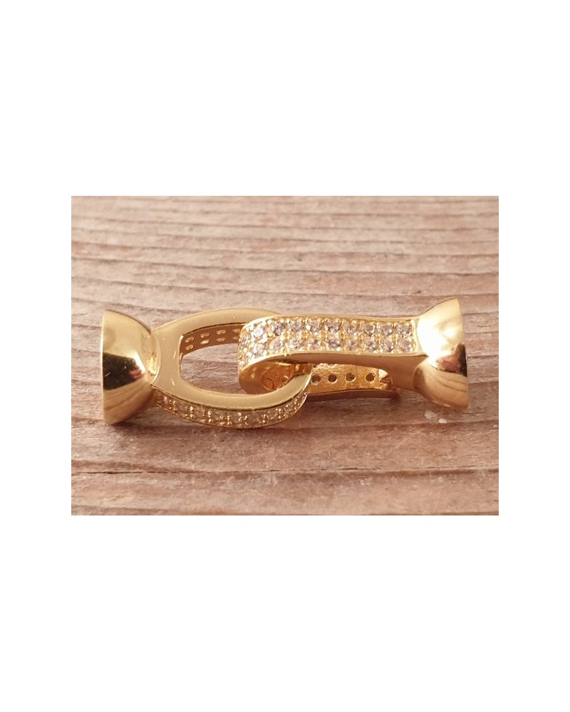 Schliesse 8x25mm , 925 Silber vergoldet, Strass