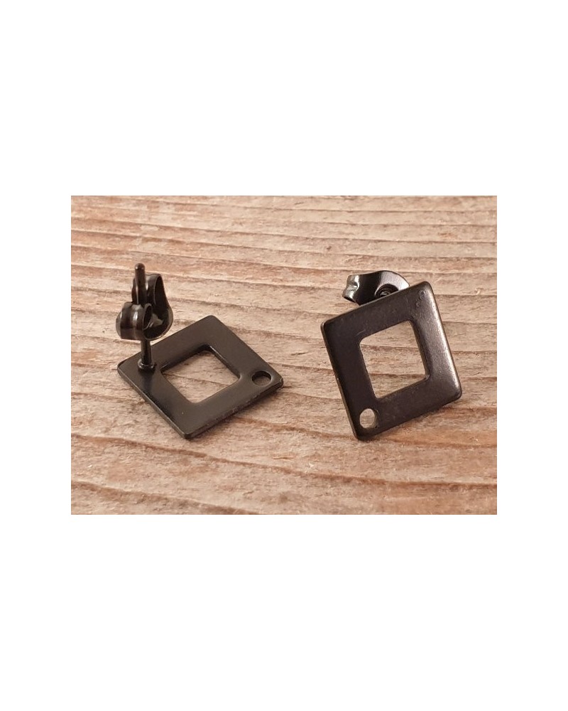 Ohrstecker 10x10mm (2 Stk), Edelstahl schwarz