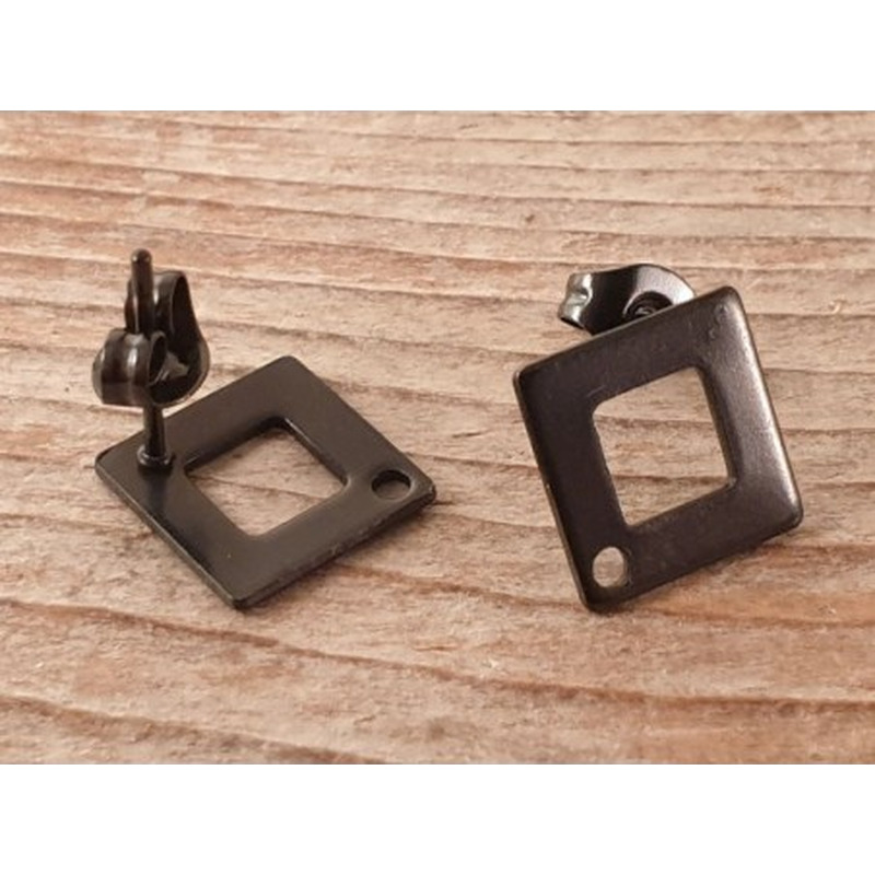 Ohrstecker 10x10mm (2 Stk), Edelstahl schwarz