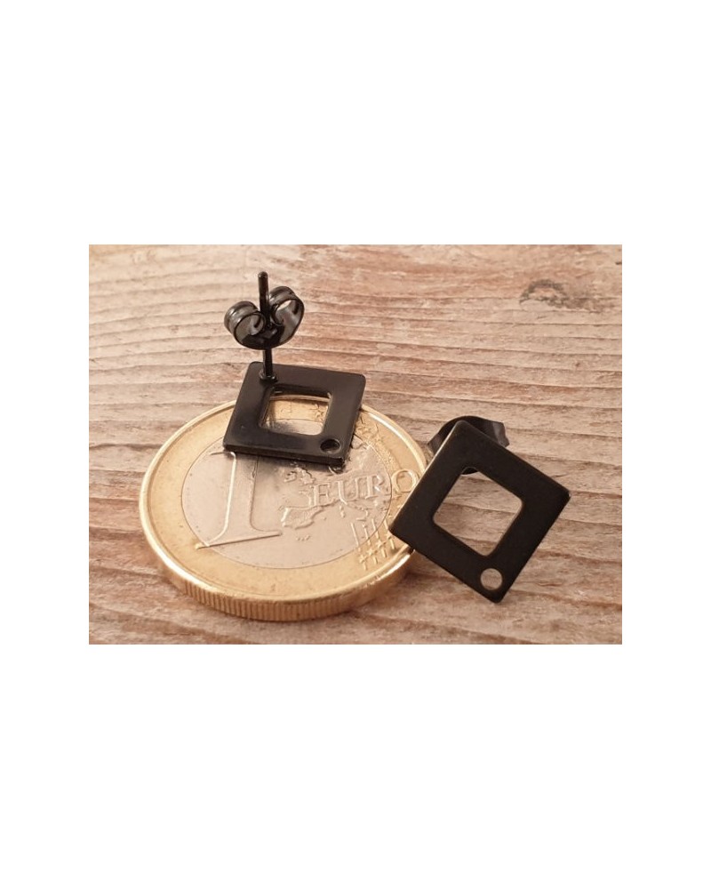 Ohrstecker 10x10mm (2 Stk), Edelstahl schwarz