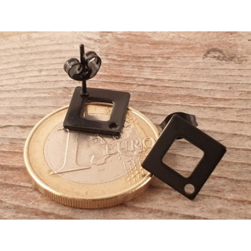 Ohrstecker 10x10mm (2 Stk), Edelstahl schwarz
