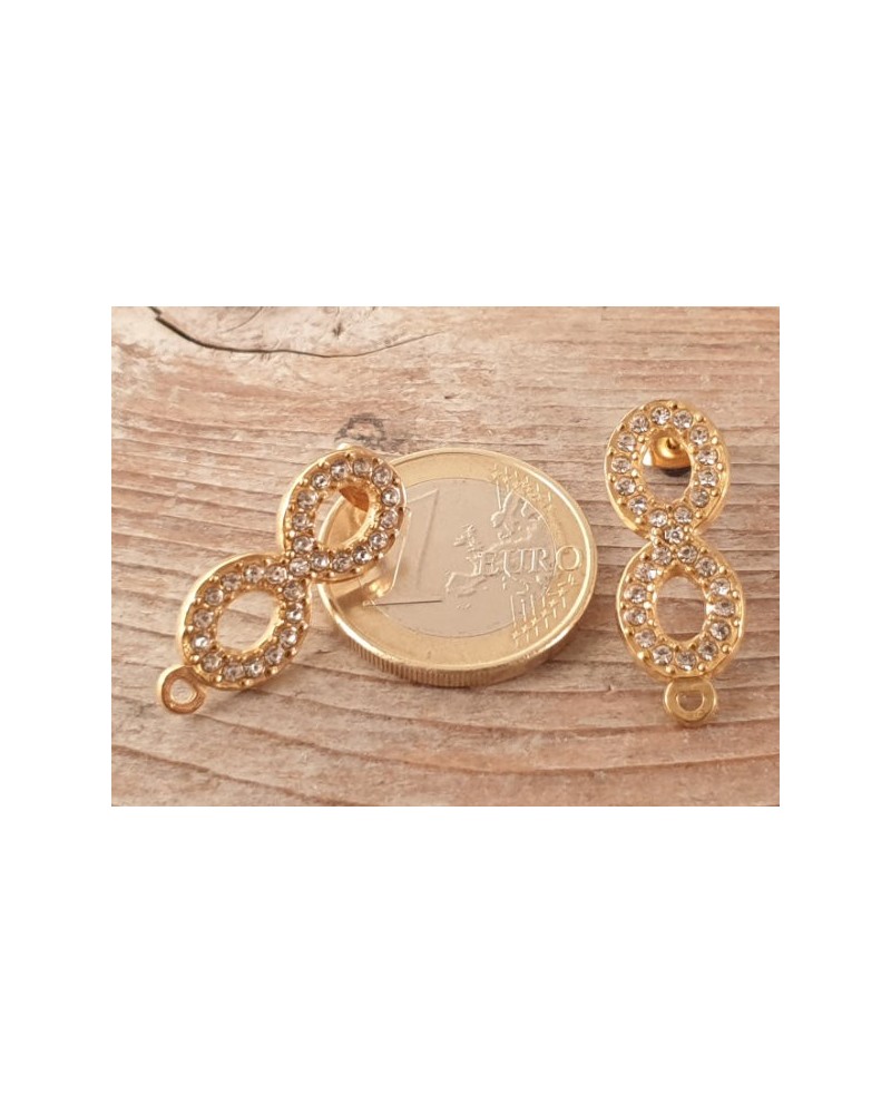 Ohrstecker 10x26mm (2 Stk), Edelstahl gold, Strass