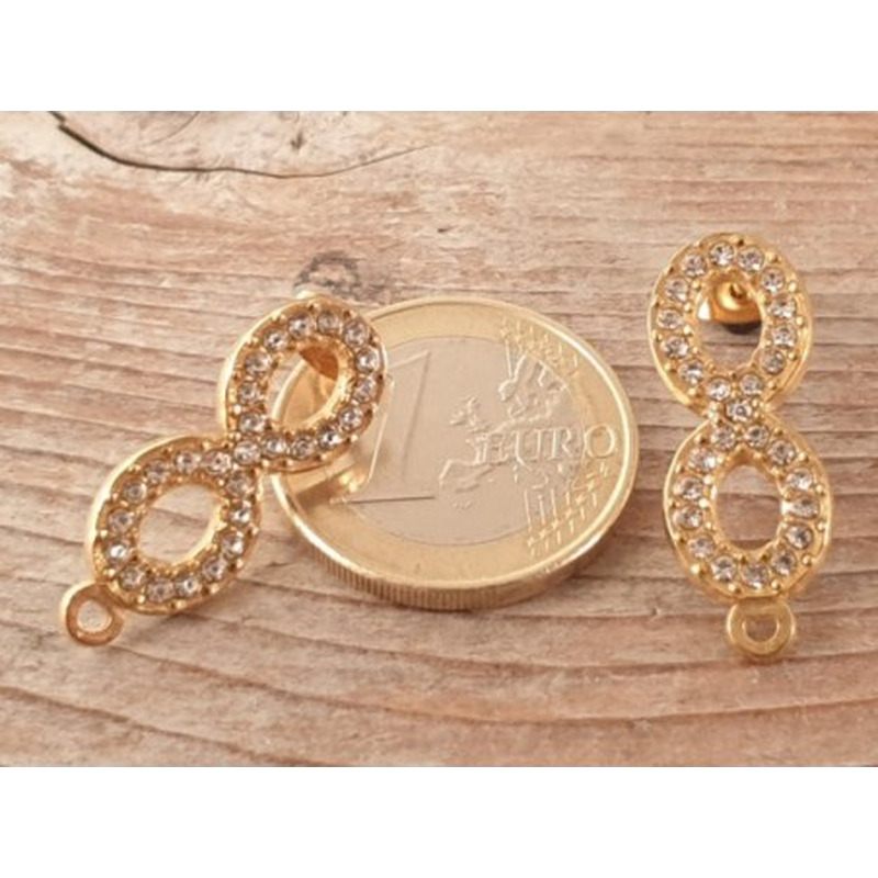 Ohrstecker 10x26mm (2 Stk), Edelstahl gold, Strass