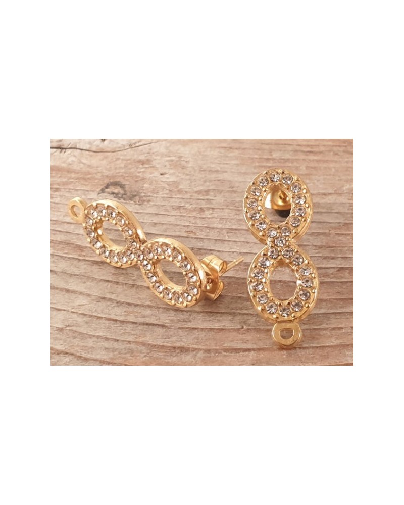 Ohrstecker 10x26mm (2 Stk), Edelstahl gold, Strass
