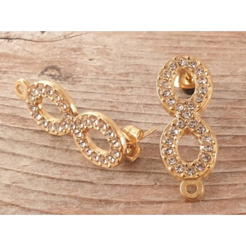 Ohrstecker 10x26mm (2 Stk), Edelstahl gold, Strass