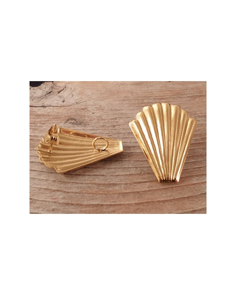Ohrstecker 20x26mm (2 Stk), Edelstahl gold