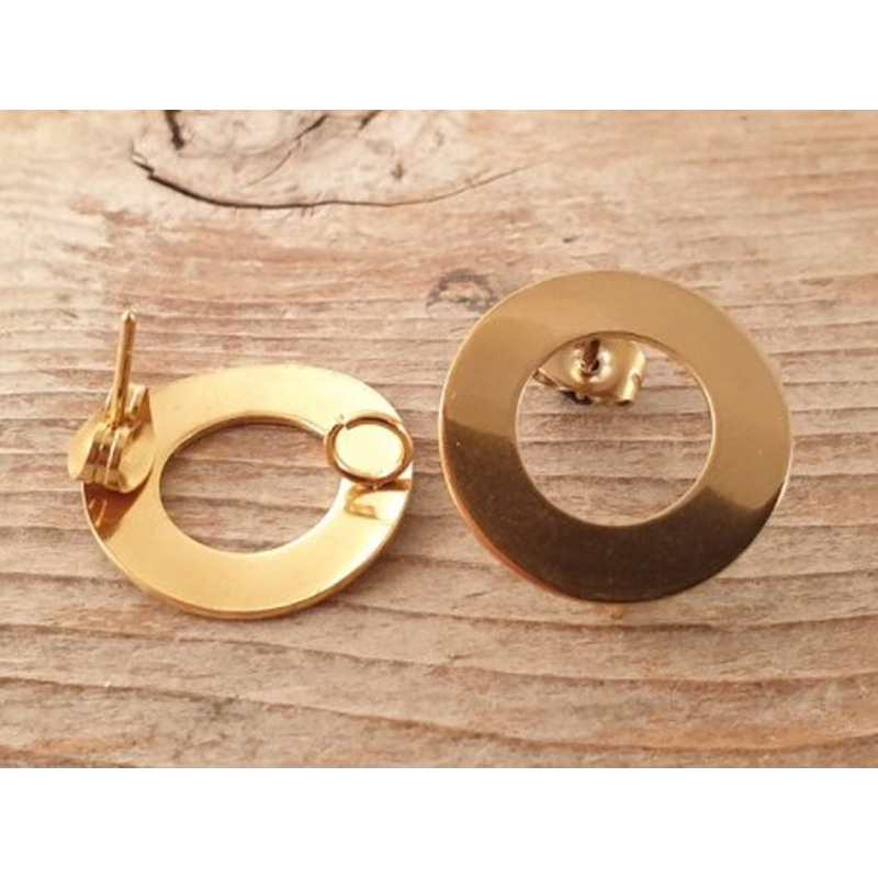 Ohrstecker 18mm (2 Stk), Edelstahl gold