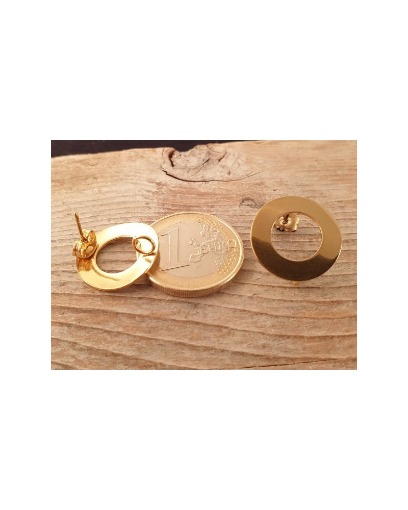Ohrstecker 18mm (2 Stk), Edelstahl gold