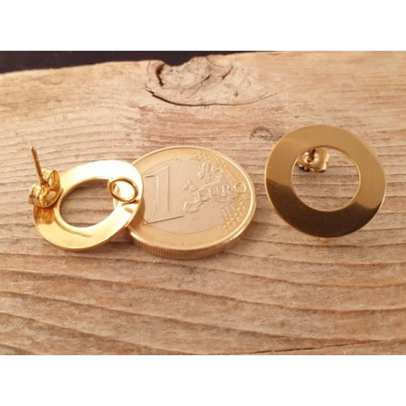 Ohrstecker 18mm (2 Stk), Edelstahl gold