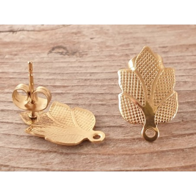 Ohrstecker 10x17mm (2 Stk), Edelstahl gold