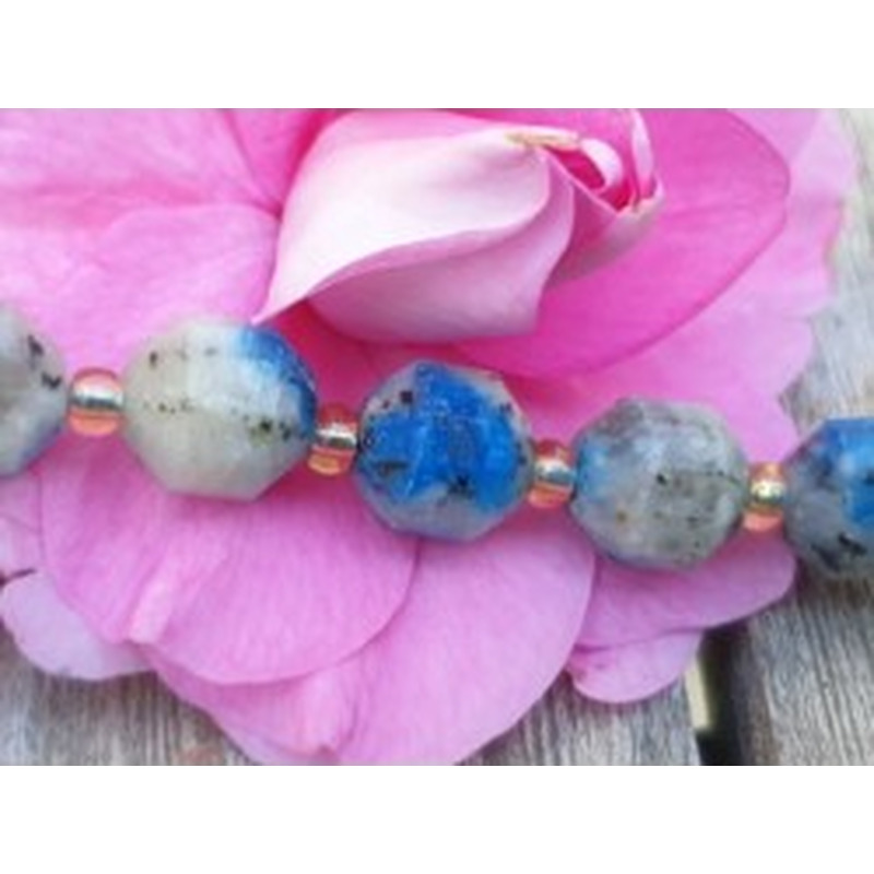 K2-Azuritkette (K2 Nite Stone) 8mm facettiert