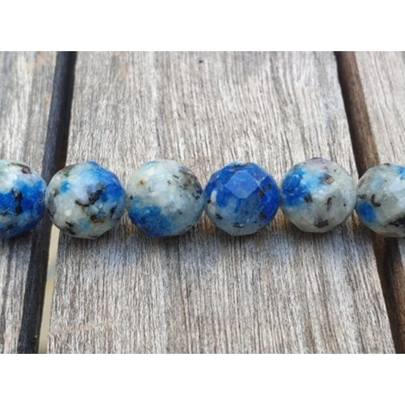 K2-Azuritkette (K2 Nite Stone) 10mm facettiert
