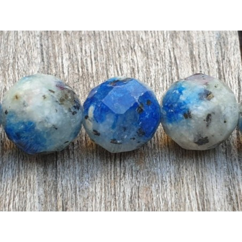 K2-Azuritkette (K2 Nite Stone) 10mm facettiert