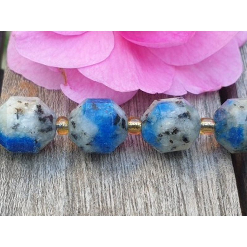 K2-Azuritkette (K2 Nite Stone) 10mm facettiert