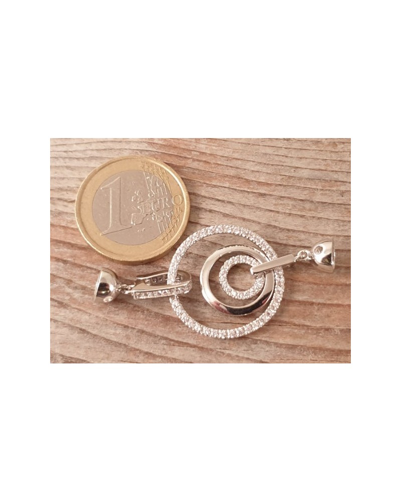 Schliesse 22x48mm, 925 Silber rhodiniert, Strass