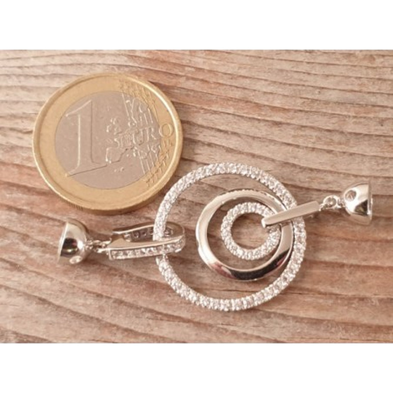 Schliesse 22x48mm, 925 Silber rhodiniert, Strass