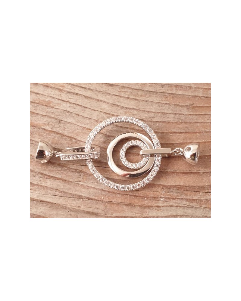 Schliesse 22x48mm, 925 Silber rhodiniert, Strass