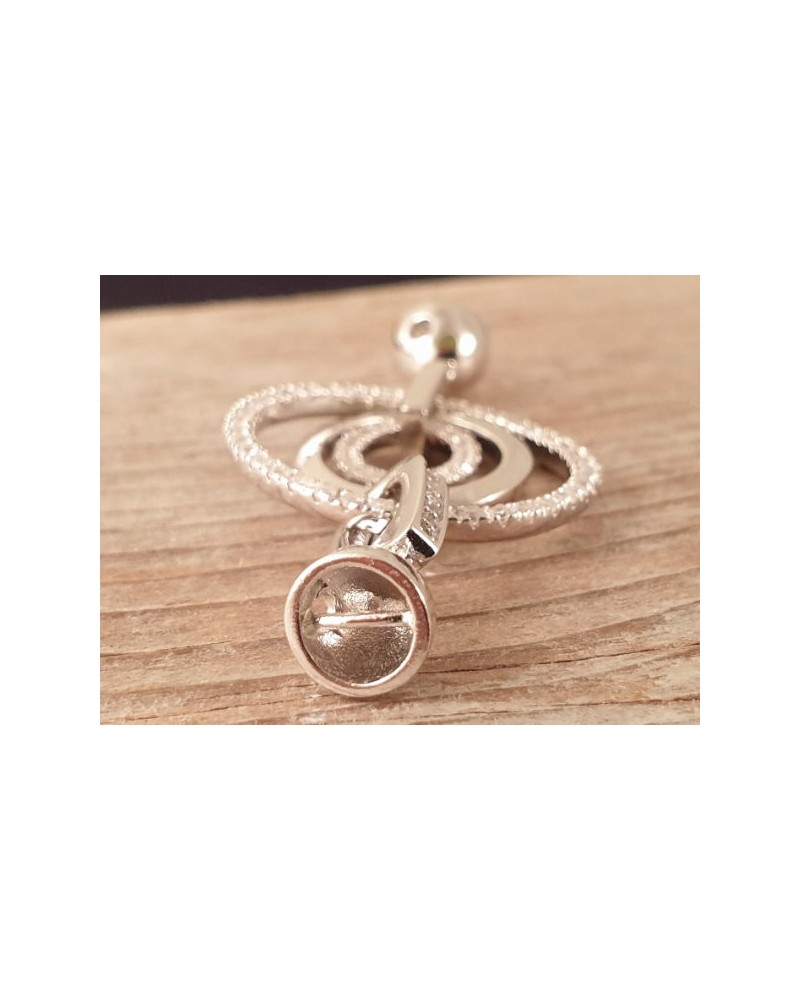 Schliesse 22x48mm, 925 Silber rhodiniert, Strass