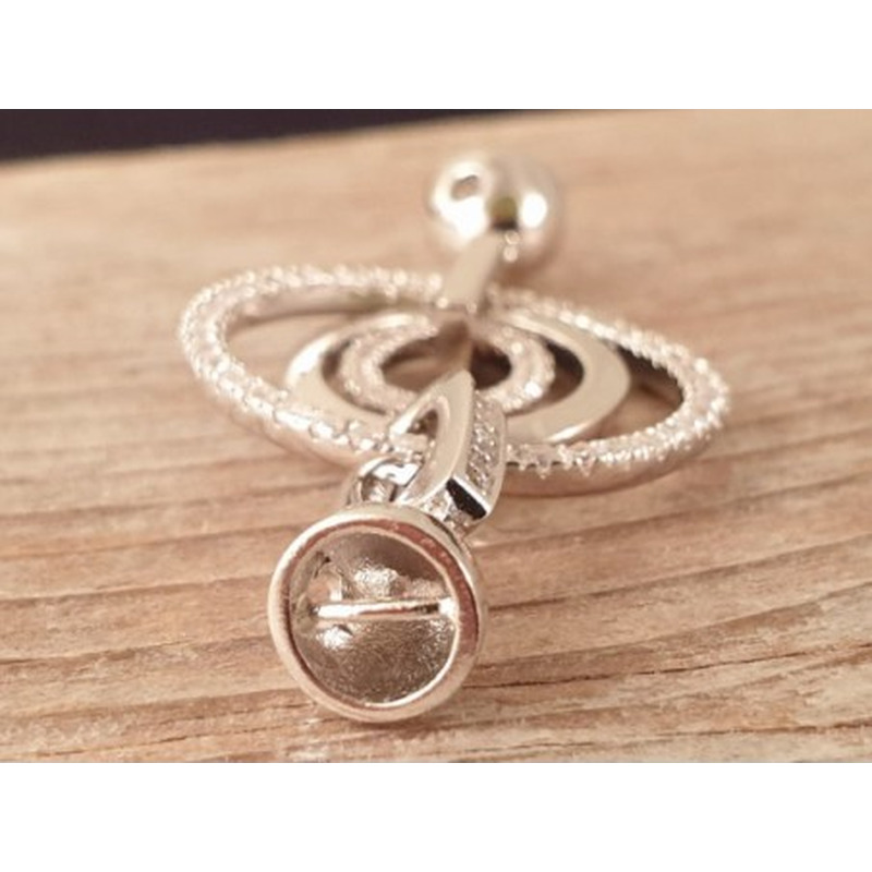 Schliesse 22x48mm, 925 Silber rhodiniert, Strass