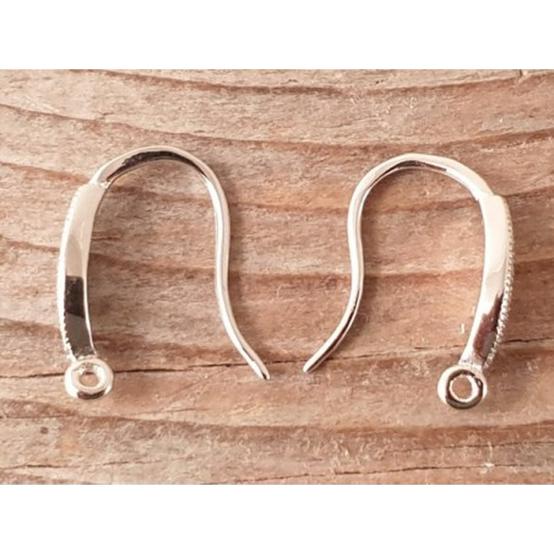 2 Stk. Ohrhaken 15mm, 925 Silber rhodiniert, Strass