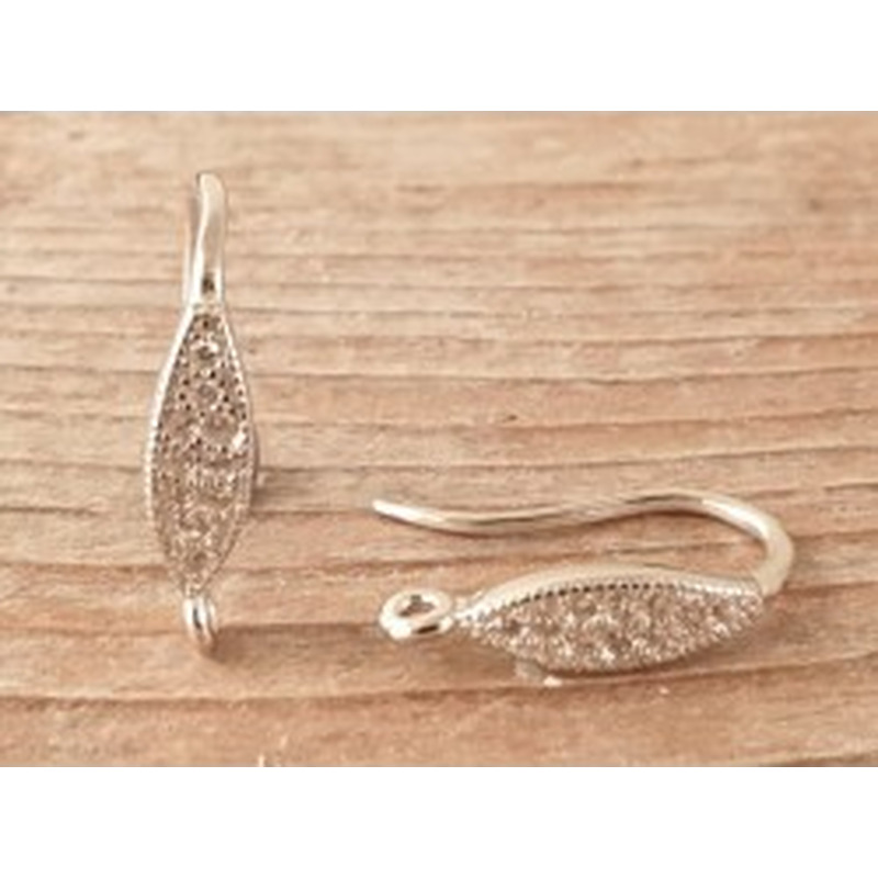 2 Stk. Ohrhaken 15mm, 925 Silber rhodiniert, Strass