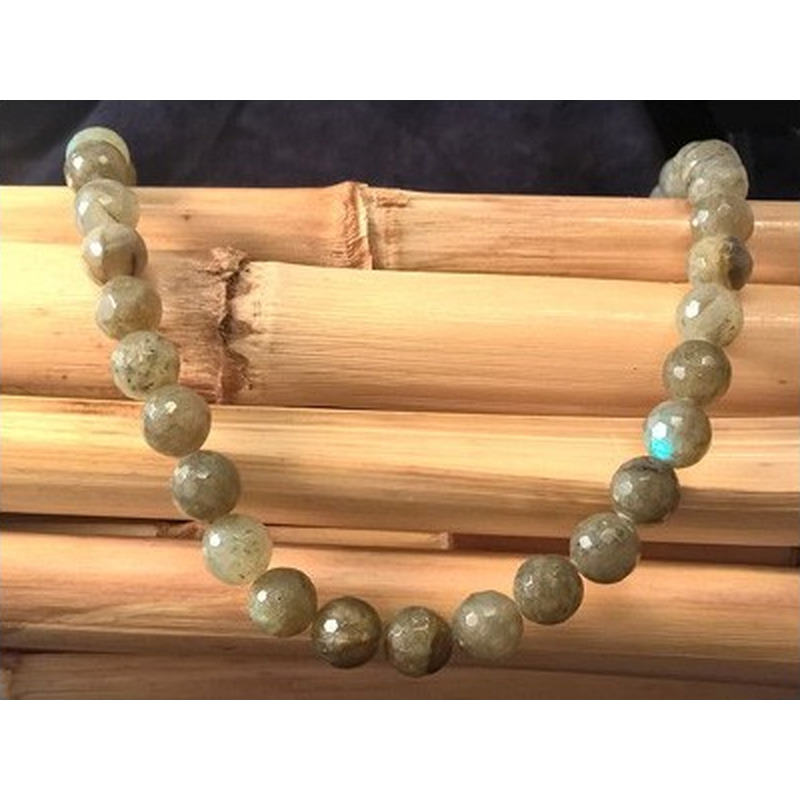 Labradoritkette facettiert 10mm AA, starker Schimmer