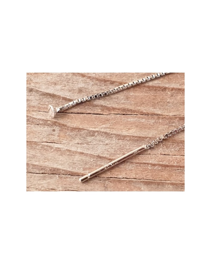 Ohrsteckerkette 90x0.7mm (2 Stk), 925 Silber rhodiniert