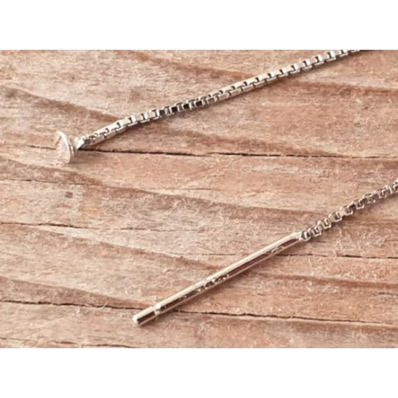 Ohrsteckerkette 90x0.7mm (2 Stk), 925 Silber rhodiniert