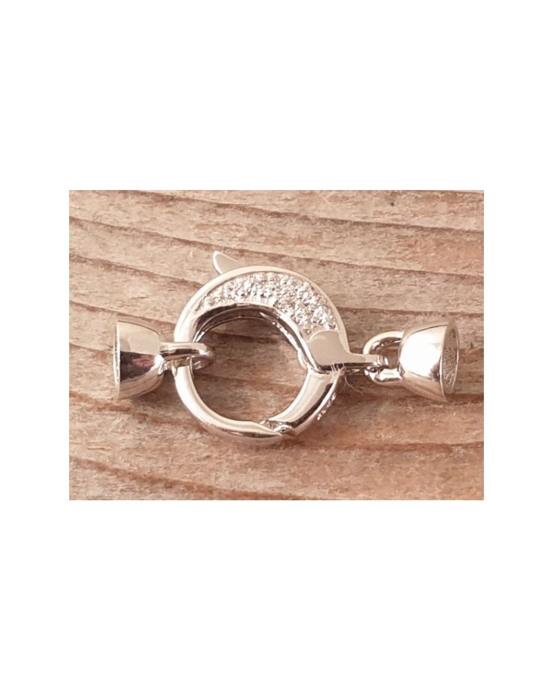 Schliesse 12x24mm, 925 Silber rhodiniert, Strass