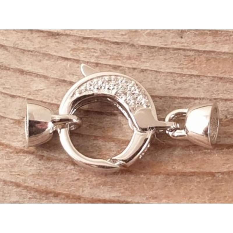 Schliesse 12x24mm, 925 Silber rhodiniert, Strass