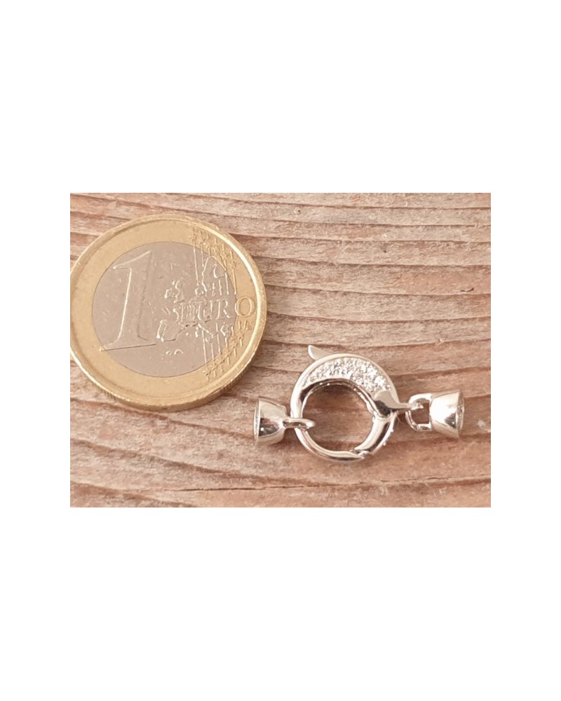 Schliesse 12x24mm, 925 Silber rhodiniert, Strass