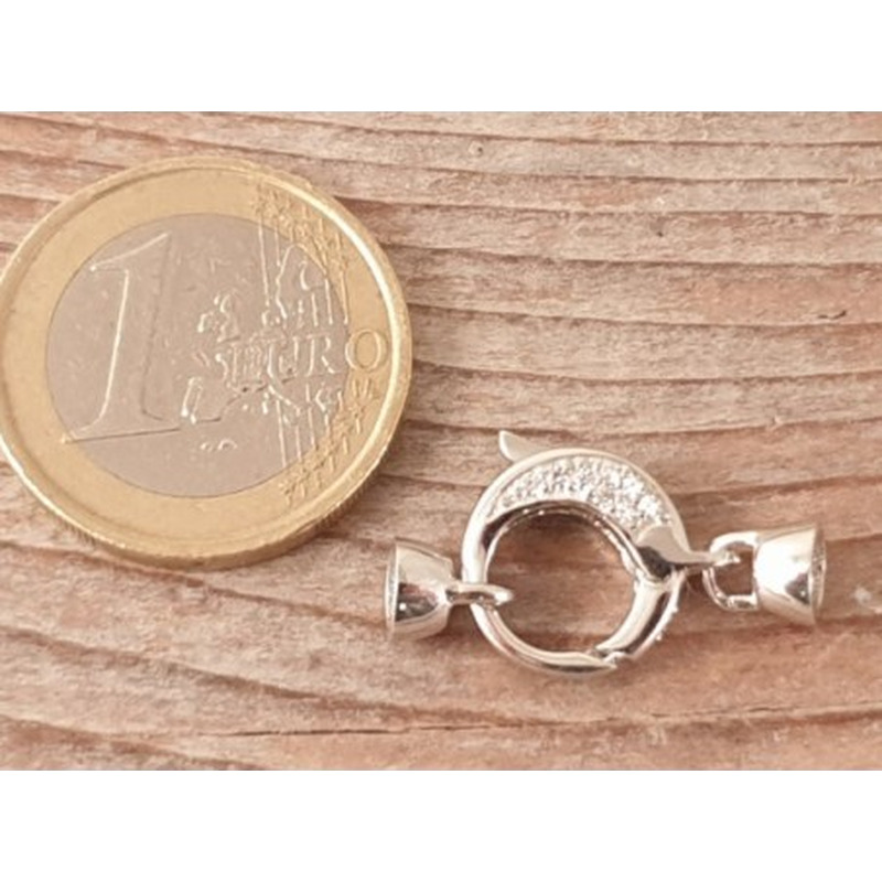 Schliesse 12x24mm, 925 Silber rhodiniert, Strass