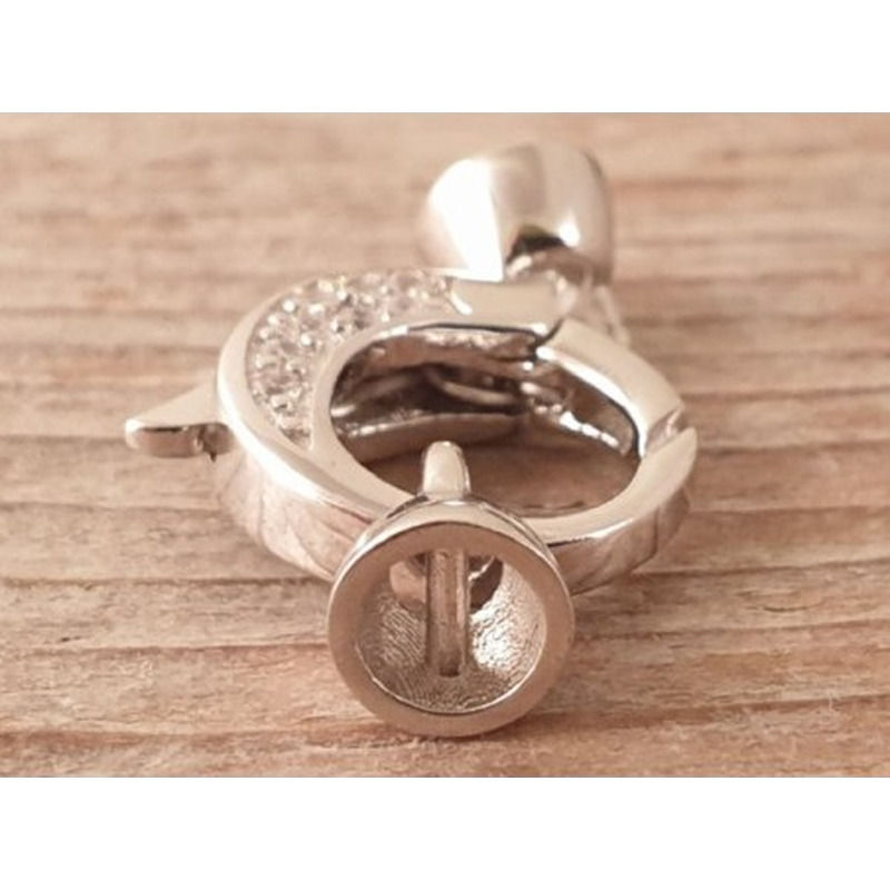Schliesse 12x24mm, 925 Silber rhodiniert, Strass