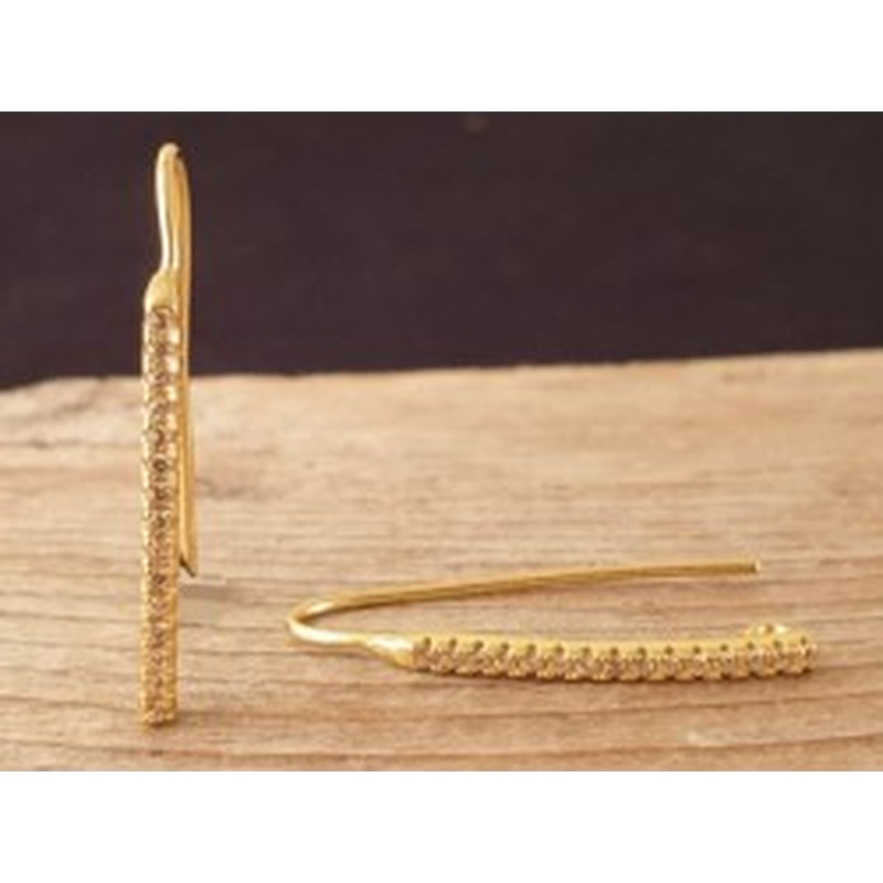2 Stk. Ohrhaken 25mm, 925 Silber vergoldet, Strass